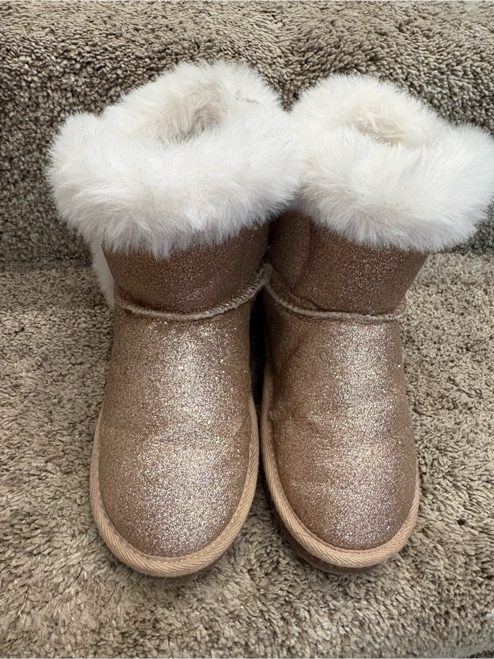 Girls Sparkle Faux Fur Winter Boots - Rose Gold